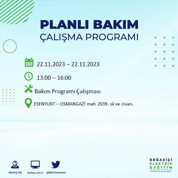 İstanbul'un bu ilçelerinde yaşayanlar dikkat: Saatlerce sürecek elektrik kesintisi için hazır olun 19